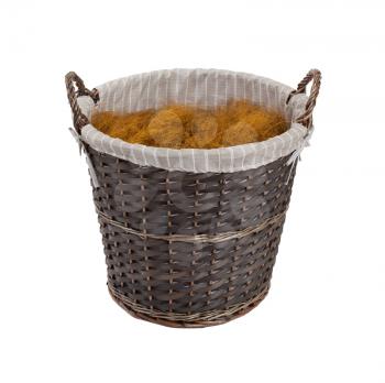 Dark rattan basket isolated on a white background