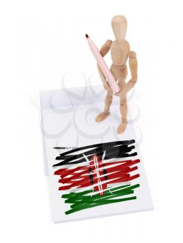 Wooden mannequin made a drawing of a flag - Kenya