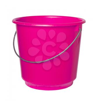 Single pink bucket isolated on a white background