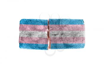 Rough broken brick, isolated on white background, flag of Trans Pride