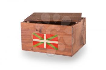 Wooden crate isolated on a white background, product of Basque Country