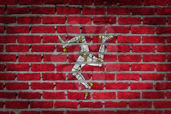 Dark brick wall texture - flag painted on wall - Isle of man