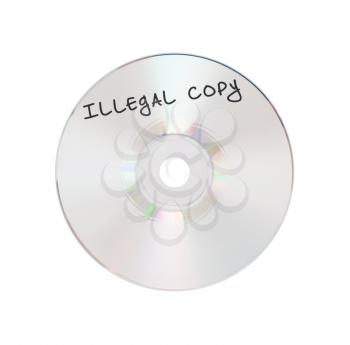CD or DVD isolated on a  white background, illegal copy