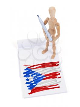 Wooden mannequin made a drawing of a flag - Puerto Rico