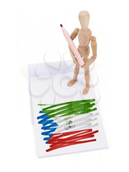 Wooden mannequin made a drawing of a flag - Equatorial Guinea