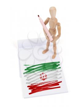 Wooden mannequin made a drawing of a flag - Iran