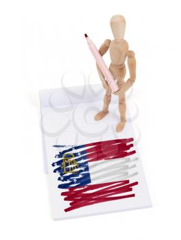 Wooden mannequin made a drawing of a flag - Georgia