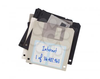 Floppy Disk - Tachnology from the past, isolated on white - Internet, disk 1 of many