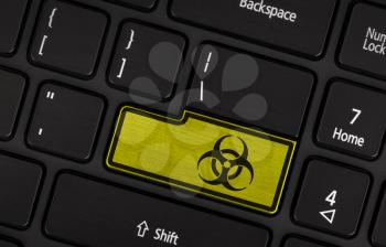 Symbol on button keyboard, warning (yellow) - biohazard