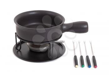 Black fondue isolated on a white background