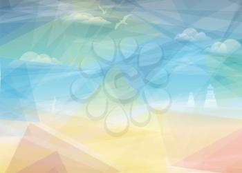 Beautiful seaside view poster. Vector background. 