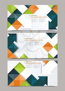 Vector template design with cubes and arrows elements. Brochure or banners or business card design. 