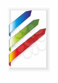 White sale banner with colorful arrows or ribbons.