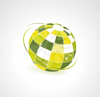 Background with green globe icon. Ecology concept 