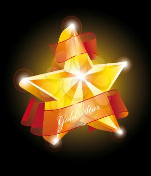 Beautiful golden label. Star with ribbon.