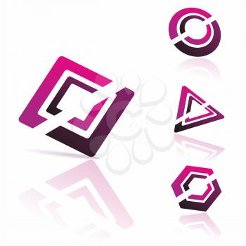 Set of 3d vector icons such logos. 