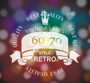 Vector  retro label with  ribbon and crown. 