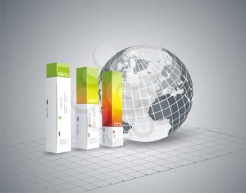 Modern Design template Infographic with Globe. Vector.