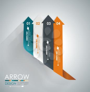 Abstract paper cut arrow background. Can be used for infographics, workflow layout, diagram, number options, business step options, web design. 