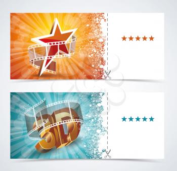 Realistic cinema movie poster, event card template. Vector.