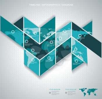 Vector World map on puzzle background - communication concept and infographics design template.