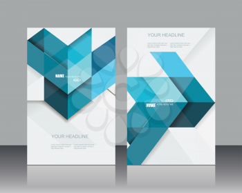Vector brochure template design witn blue geometrical abstract lines structure. Vector illustration.
