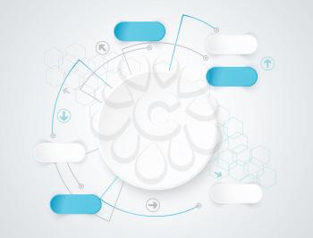 Vector elements for infographic. Template for diagram, graph, presentation and chart on abstract technology background with hexagons.