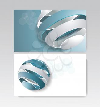 Business card design with fragmented ball composition, vector illustration.
