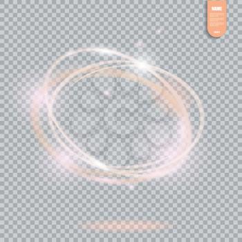 Circle light effect on transparent, vector background.