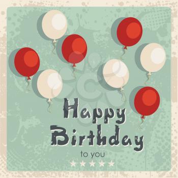 Happy Birthday Card, vintage design.Can use as a new, clean background, able grunge effects  easily removed.