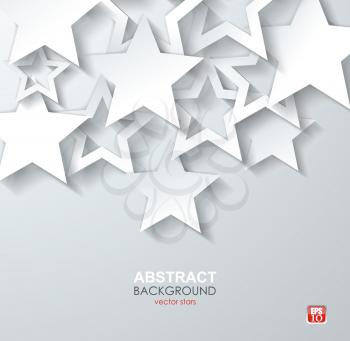 Vector  background with white  paper stars. Vector illustration.