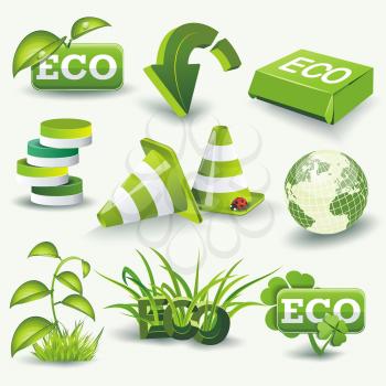 Eco Icons Template. Set of graphic design elements, vector.