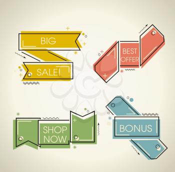 Set of flat labels. Paper tags, promotion ribbons, banners or discounts.