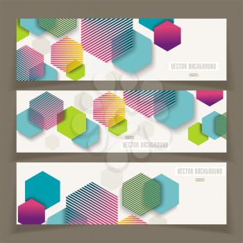 Banners with abstract geometricbackground from bright cells. Vector illustration.