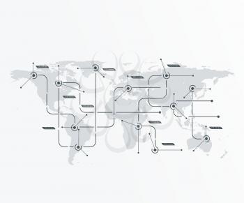 Global network concept . World map with lines composition concept of global business or social connection. Vector Illustration.
