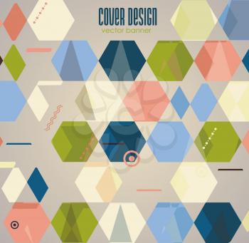 Vector background with abstract vintage polygonal hexagon geometric pattern.