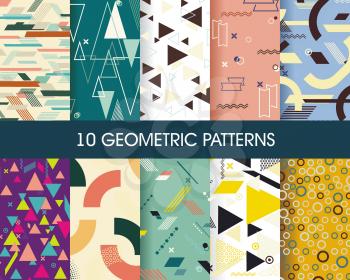 Set of 10 perfect patterns. Hipster stile geometric background.