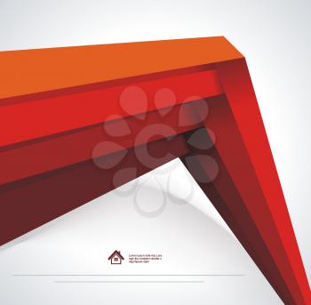 Red paper folded ribbons composition flat design for business background, vector illustration.