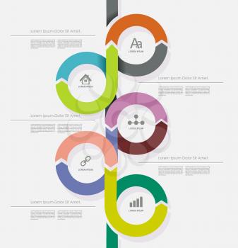 Time Line Design. Can be used for diagram; infographic, number or step up options; web design; workflow layout.