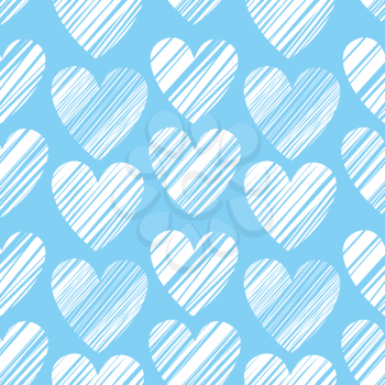 Seamless pattern with grunge textured hearts