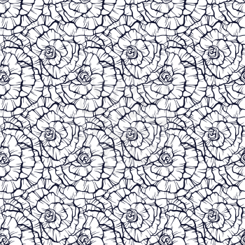 Seamless pattern with decorative hand drawn roses