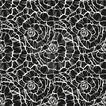 Seamless pattern with decorative hand drawn roses