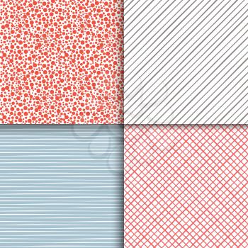 Geometric seamless patterns set. Simple textures