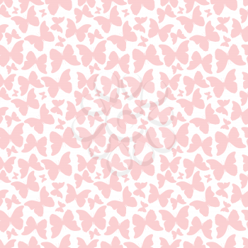 Seamless pattern with hand drawn outline butterflies