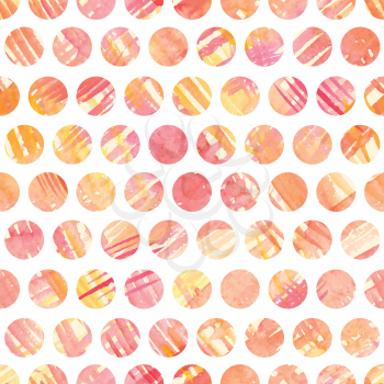 Seamless pattern with hand painted polka dots