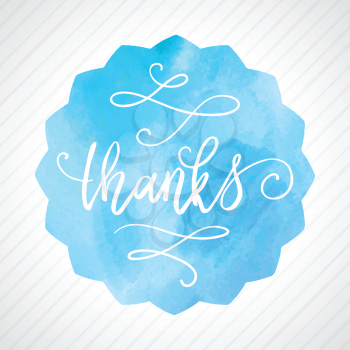 Thanks hand lettering on watercolor background