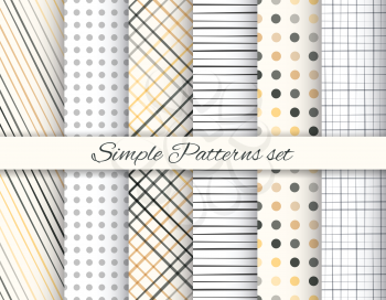 Geometric elegant beige and gray seamless pattern set
