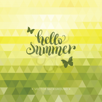 Hello summer hand lettering background