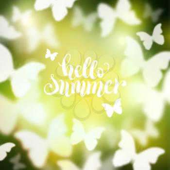 Shining summer background with butterflies