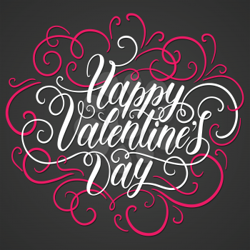 Happy Valentine's day hand lettering. Can be used for website background, poster, printing, banner, greeting card. Vector illustration